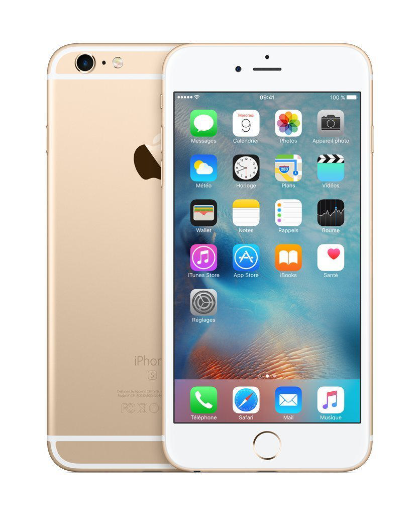 Uygulama simgelerini gösteren beyaz ekranlı altın iPhone. Telefonun arkası solda görülebilir. Saat 09:41.