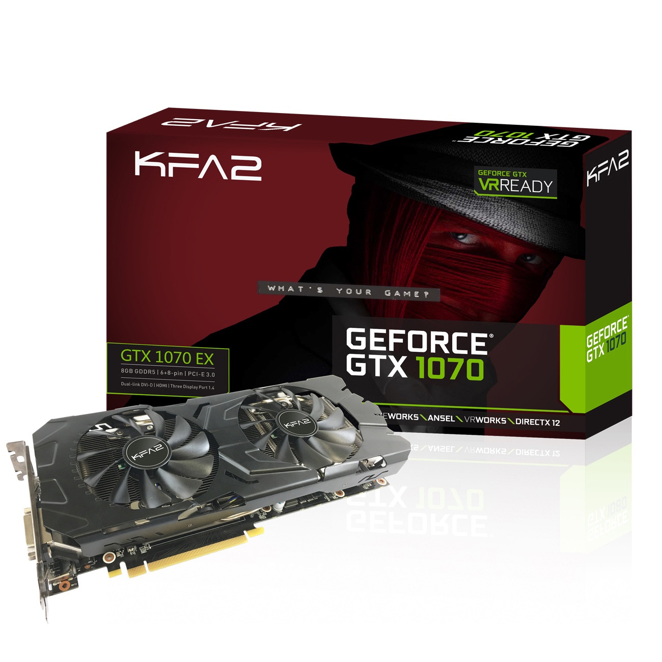 KFA2 GeForce® GTX 1070 EX 8GB (70NSH6DHL4XK) (NVIDIA, Grafikkarte)
