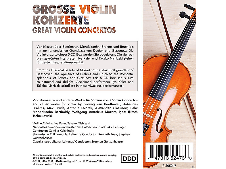 Thumbnail - Ilya Kaler, Various Orchestra, Nishizaki Takako - Grosse Violinkonzerte (CD)