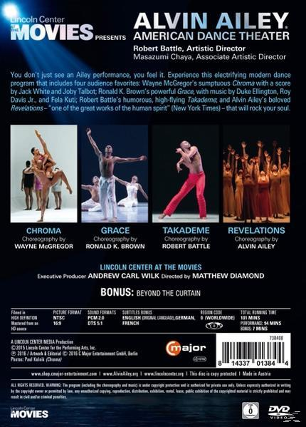 DVD-Cover mit Tanzaufführungen, Text und Lincoln Center at the Movies Logo.
