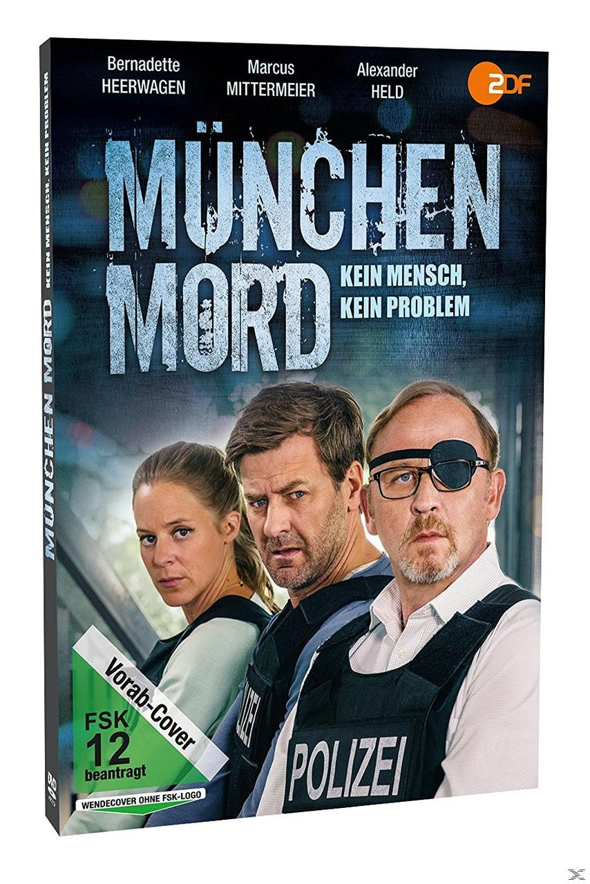 DVD-Cover. Drei Personen in einem Polizeiumfeld. Text: MÜNCHEN MORD, Kein Mensch, Kein Problem.