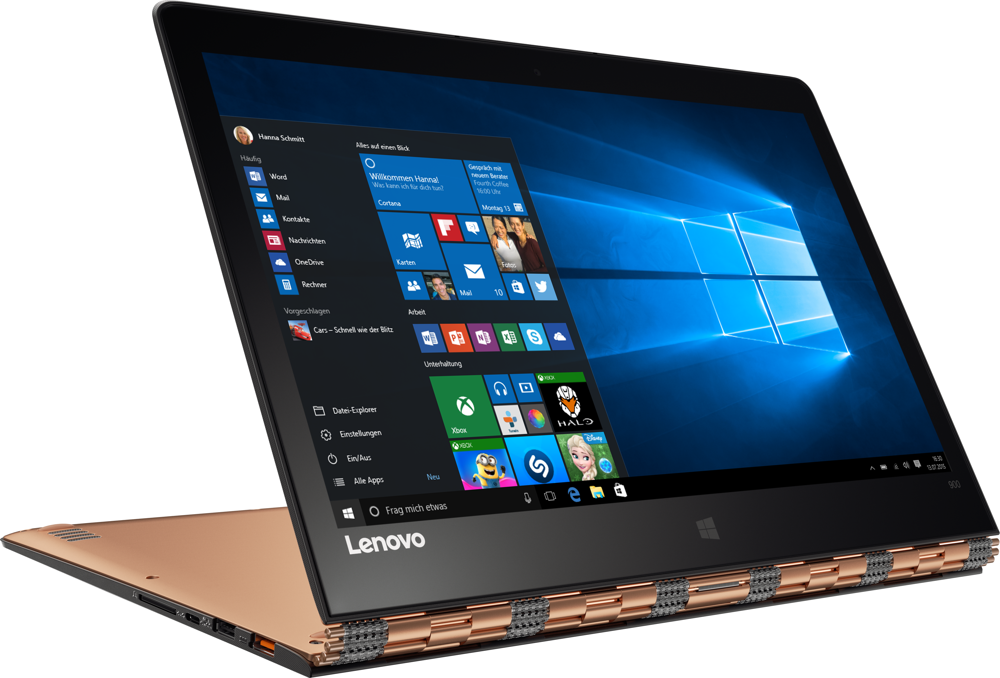LENOVO Convertible Yoga 900-13ISK, gold (80MK0072GE) Convertible, 13,3 Zoll Touchscreen, Intel® Core™ i7-6500U Prozessor
(4M Cache, bis zu 3.10 GHz), 8 GB, 512 GB SSD