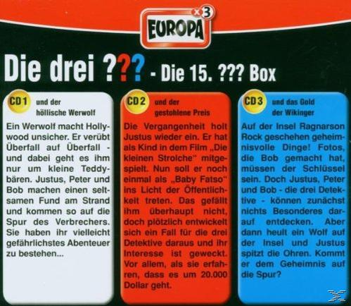 Rückseite eines dreiteiligen Buchcovers mit deutschem Text.