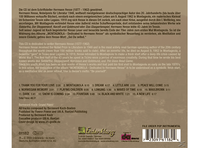 Thumbnail - Bernward Koch - Montagnola-Dedicated To Hermann Hesse (CD)