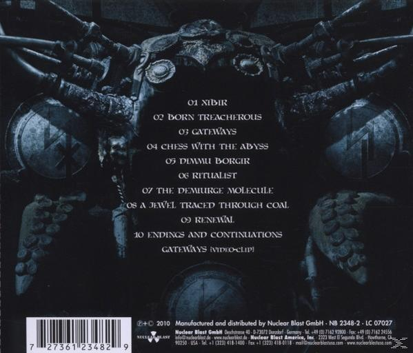 CD-Cover mit mechanischer Struktur und Titelliste. Dunkle Töne werden verwendet.