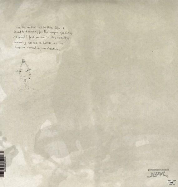 Albumcover: Handschriftlicher Text, Zeichnung eines Gesichts, leerer Hintergrund.