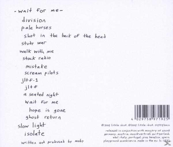 CD-Rückseite: handgeschriebene Songtitel in Schwarz, weißer Hintergrund, Barcode.