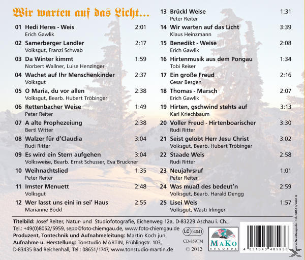 RAINBACHER DREIGSANG/KIRCHLEITN/LAUBEN - Wir Warten Auf Das Licht...  - (CD)
