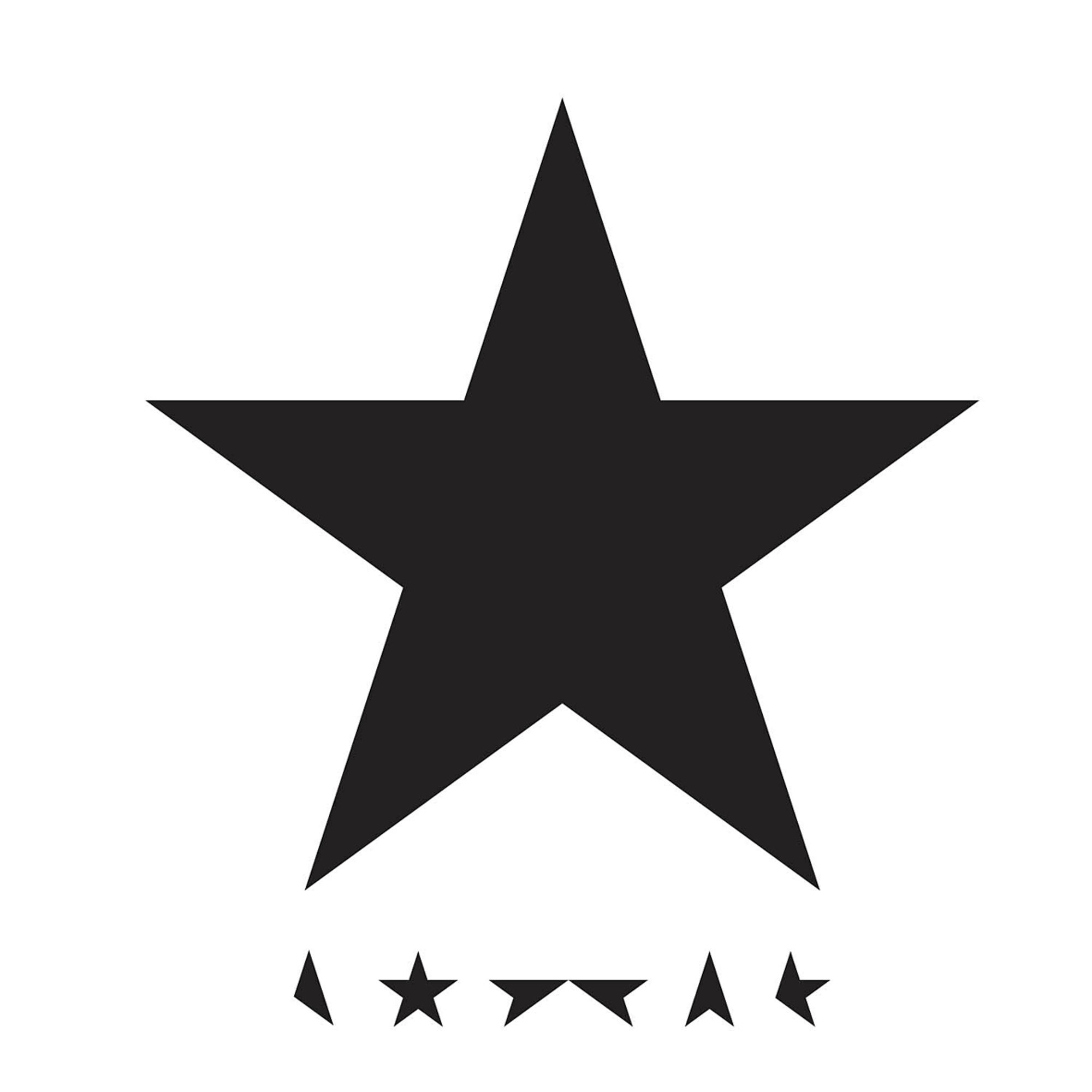Ein großer schwarzer Stern mit kleineren Sternen darunter. Weißer Hintergrund. Ikonisches Symbol.