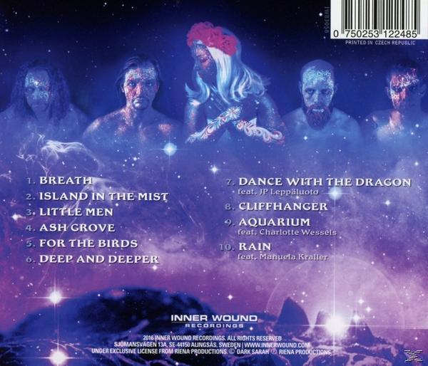 Albumcover mit fünf Figuren. Text enthält Songtitel wie 'Breath' und 'Dance with the Dragon'.