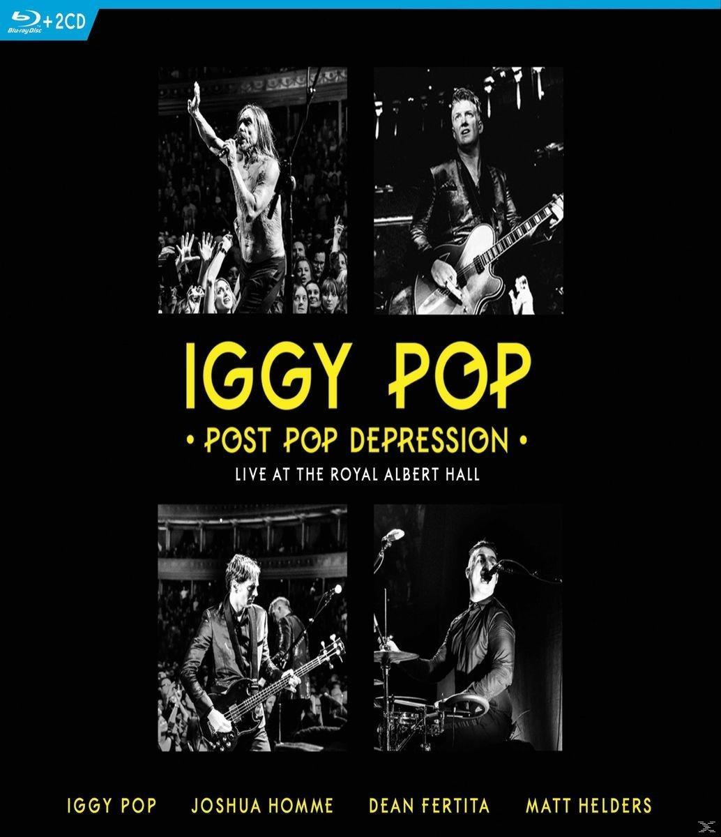 Albumcover. Schwarz-Weiß-Fotos von Iggy Pop und Band. Text: Post Pop Depression.