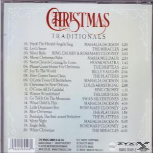 CD-Rückseite mit einer Liste von Weihnachtsliedern und Künstlernamen, einschließlich „Christmas Traditions“.