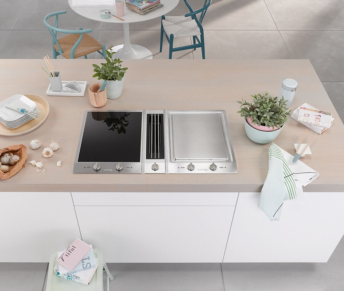 MIELE CSDA 1020, Induktionskochfeld mit integriertem Dunstabzug (885 mm breit, 520 mm tief)