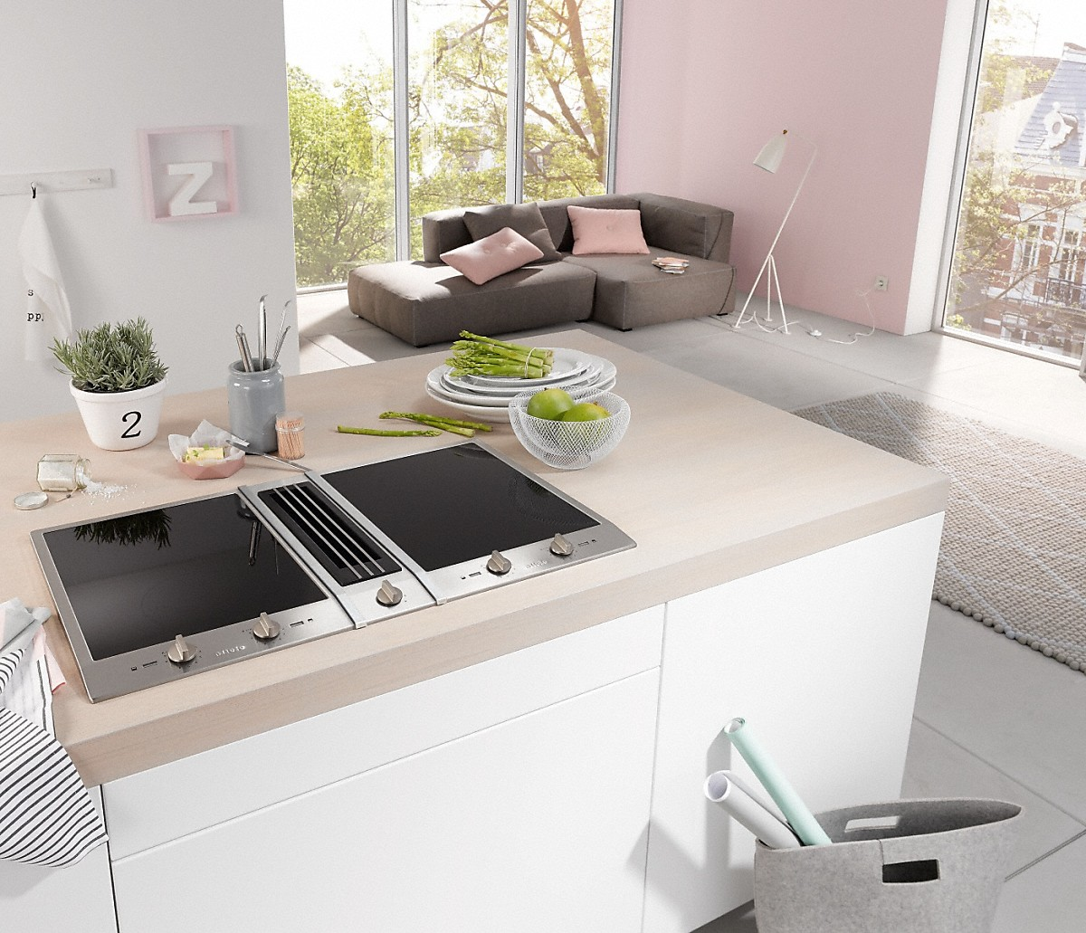 MIELE CSDA 1010 D, Induktionskochfeld mit integriertem Dunstabzug (885 mm breit, 520 mm tief)