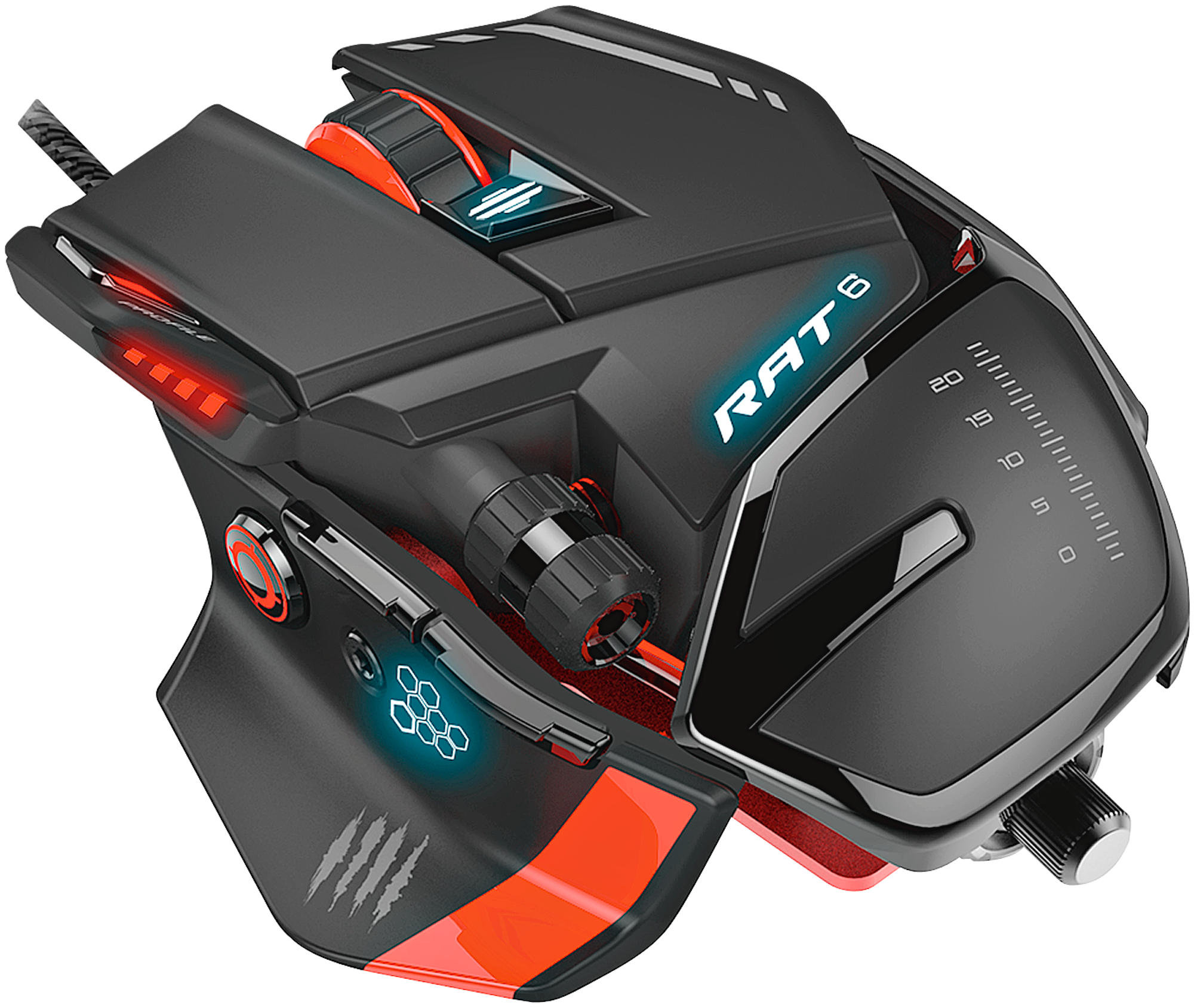 Ratón gaming - Mad Catz RAT 6 8200 DPI, USB Laser Negro, Rojo mano derecha