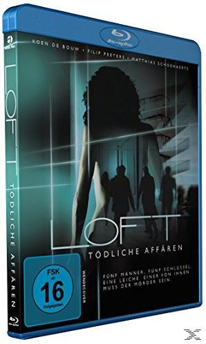 Blu-ray-Box mit einer Frauensilhouette. Text: LOFT, Todliche Affaren. Bewertung: 16.