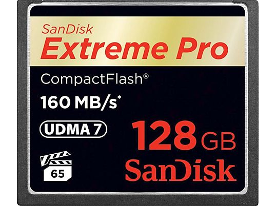 SANDISK EXTREM PRO 160MB/S - Compact Flash-Speicherkarte  (128 GB, 160, Schwarz)