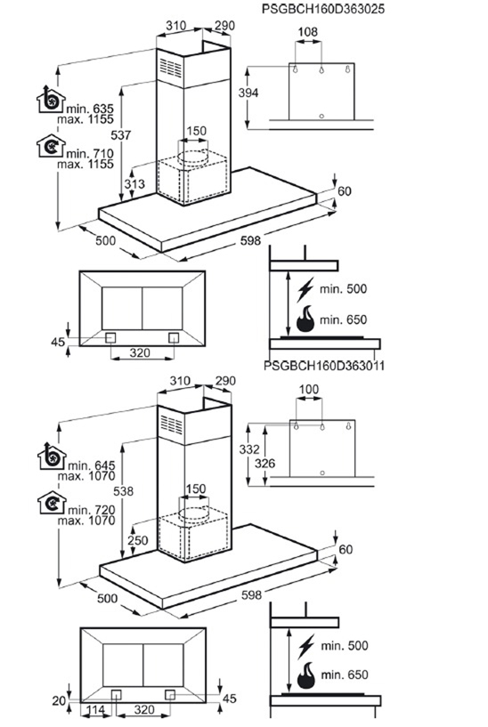 AEG DBB5660HM, Dunstabzugshaube (598 mm breit, 500 mm tief)