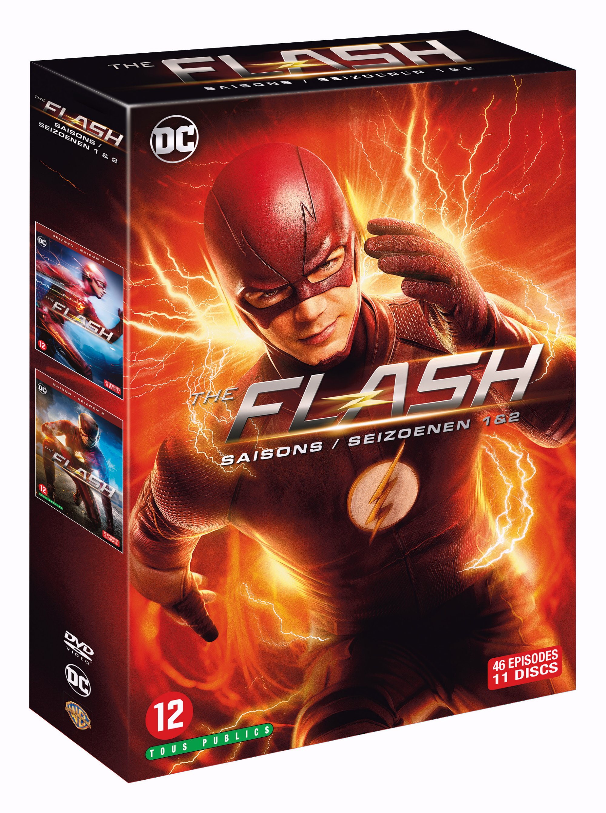 Coffret DVD The Flash. Montre Flash en costume avec le logo.