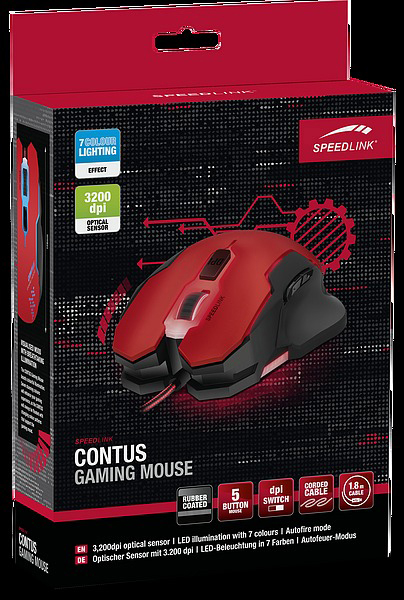 SPEEDLINK Contus Gaming Maus, Rot/Schwarz