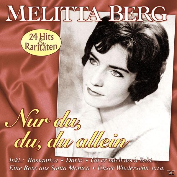 Albumcover von Melitta Berg. Zeigt ein Foto ihres Gesichts und die Worte 'Nur du, du allein' in Gold.