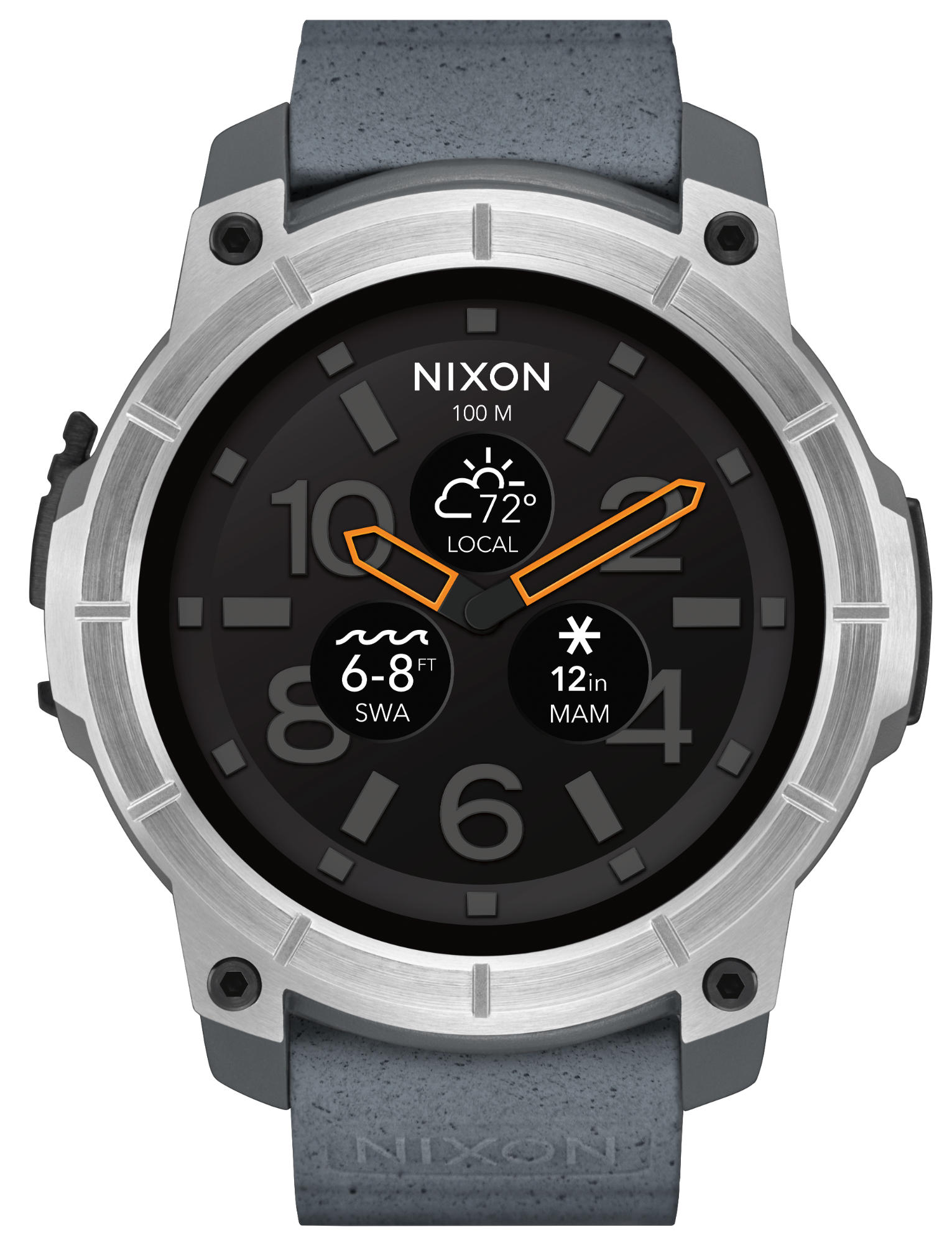 NIXON Mission Smartwatch Polycarbonat, 250-300 mm, Grau