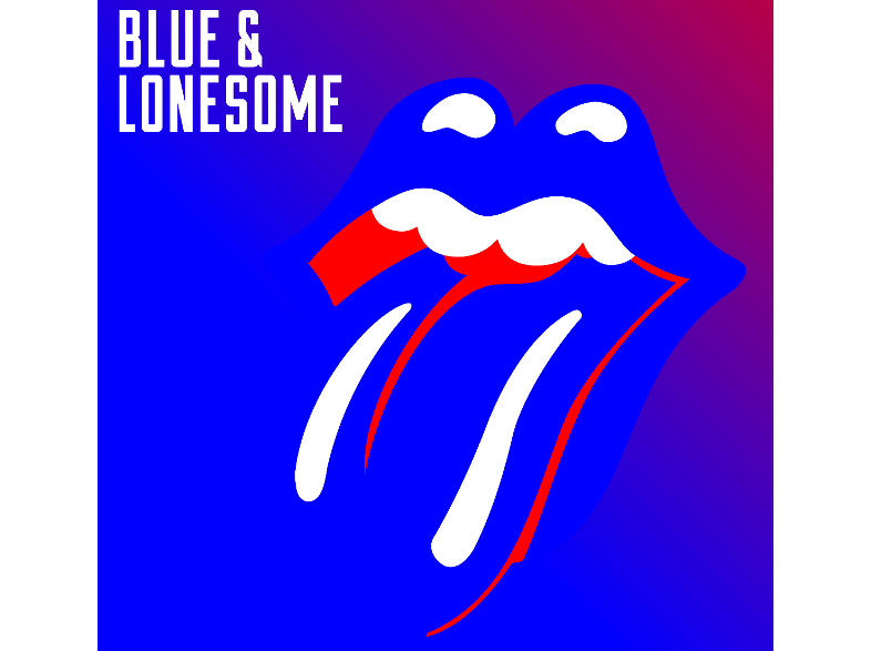 The Rolling Stones album borítója: Blue and Lonesome, egy kék, nyitott szájat ábrázol, piros nyelvvel.