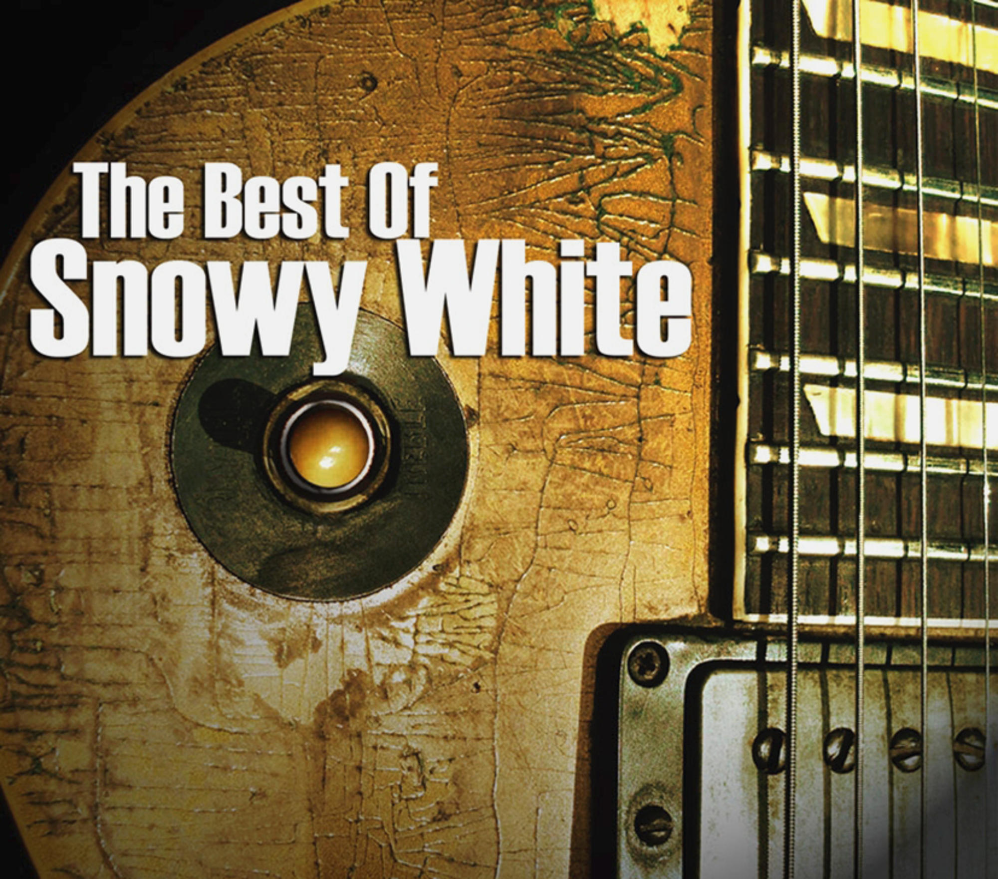 Albumcover mit Nahaufnahme einer Gitarre. Der Titel 'The Best Of Snowy White' ist sichtbar.