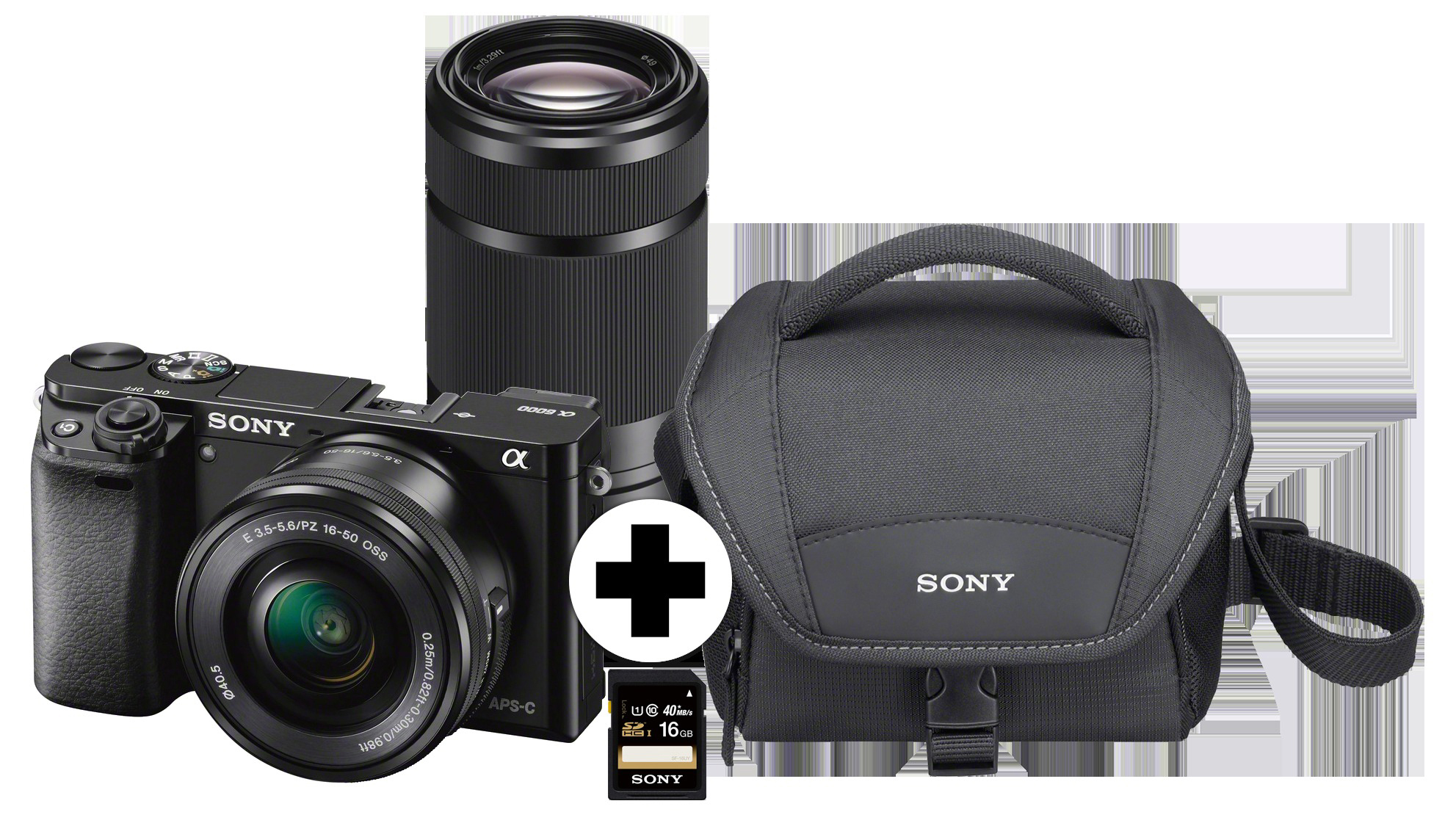 SONY Alpha 6000 ZOOM+TELEZOOM KIT (ILCE-6000Y) Systemkamera mit Objektiv 16-50 mm, 55-210 mm, 7,6 cm Display, WLAN