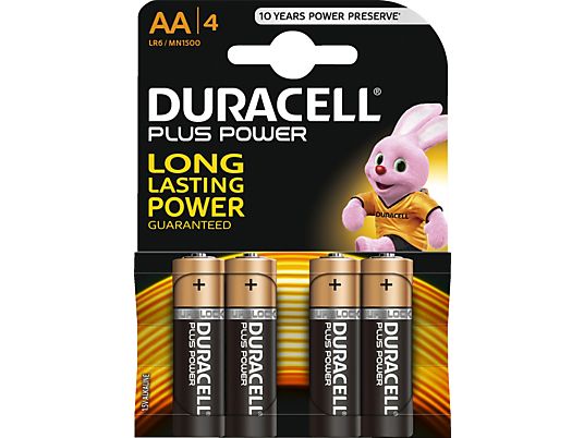 DURACELL AA PLUS POWER ALKALINE 4PCS - Batterie (Schwarz/Kupfer)