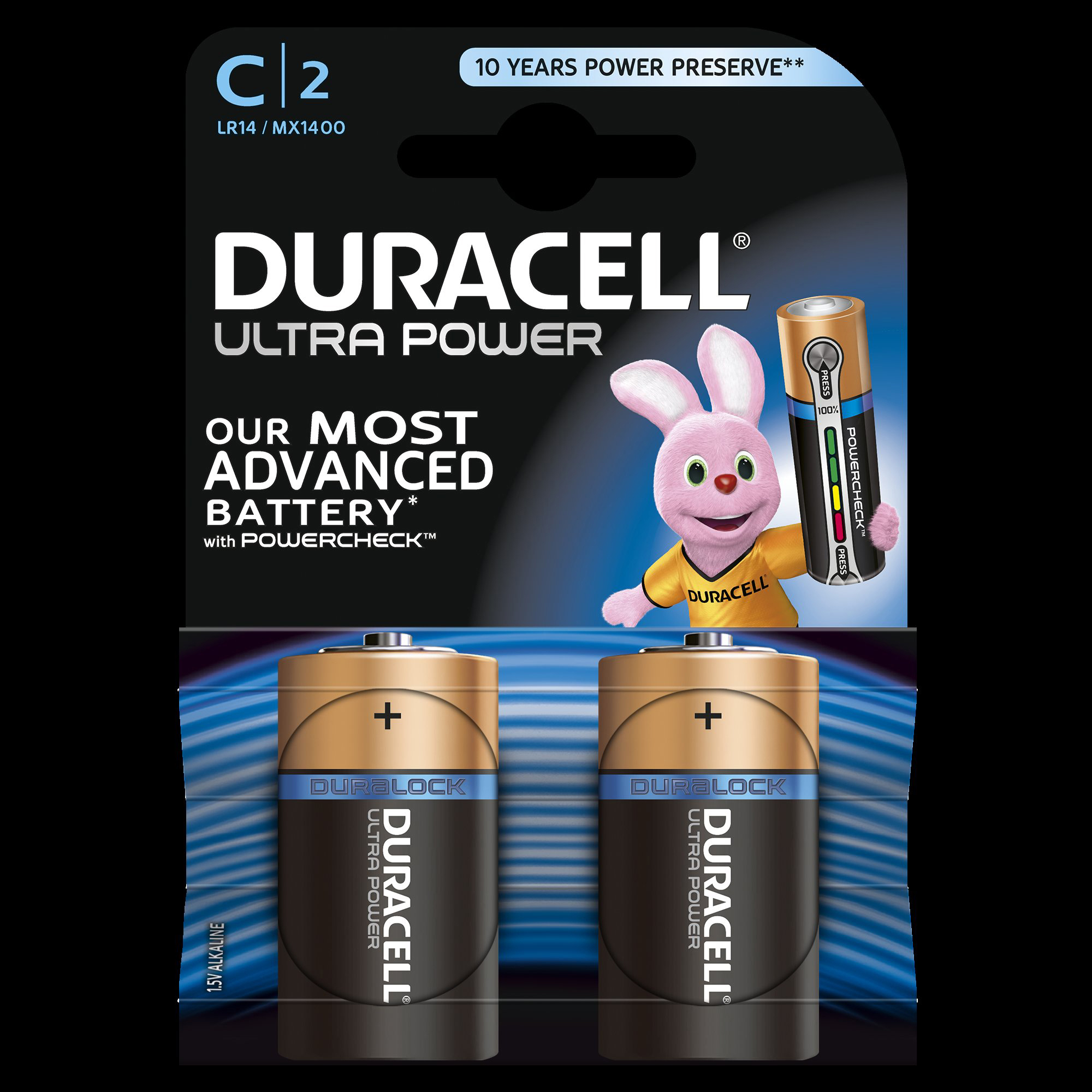 DURACELL Ultra Power  C Batterie, Alkaline, 1.5 Volt 2 Stück