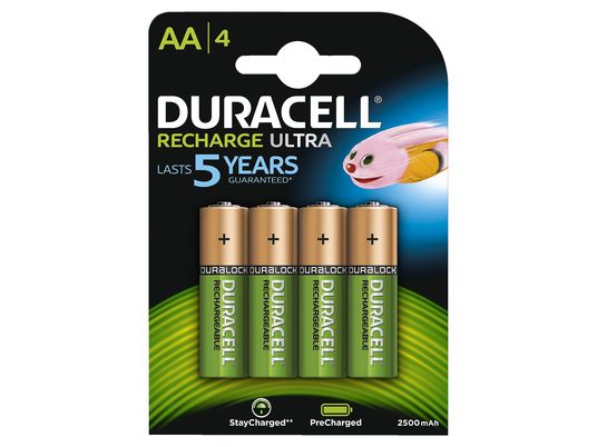 DURACELL StayCharged AA, pacchetto da 4 - Batteria ricaricabile (Verde/Rame)