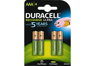 DURACELL Recharge Ultra AAA Micro Wiederaufladbare Batterie, Ni-MH 4 Stück
