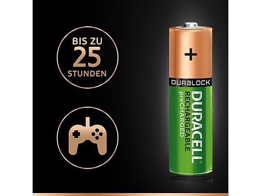 DURACELL StayCharged AA, paquet de 4 - Piles rechargeables (Vert/cuivre)