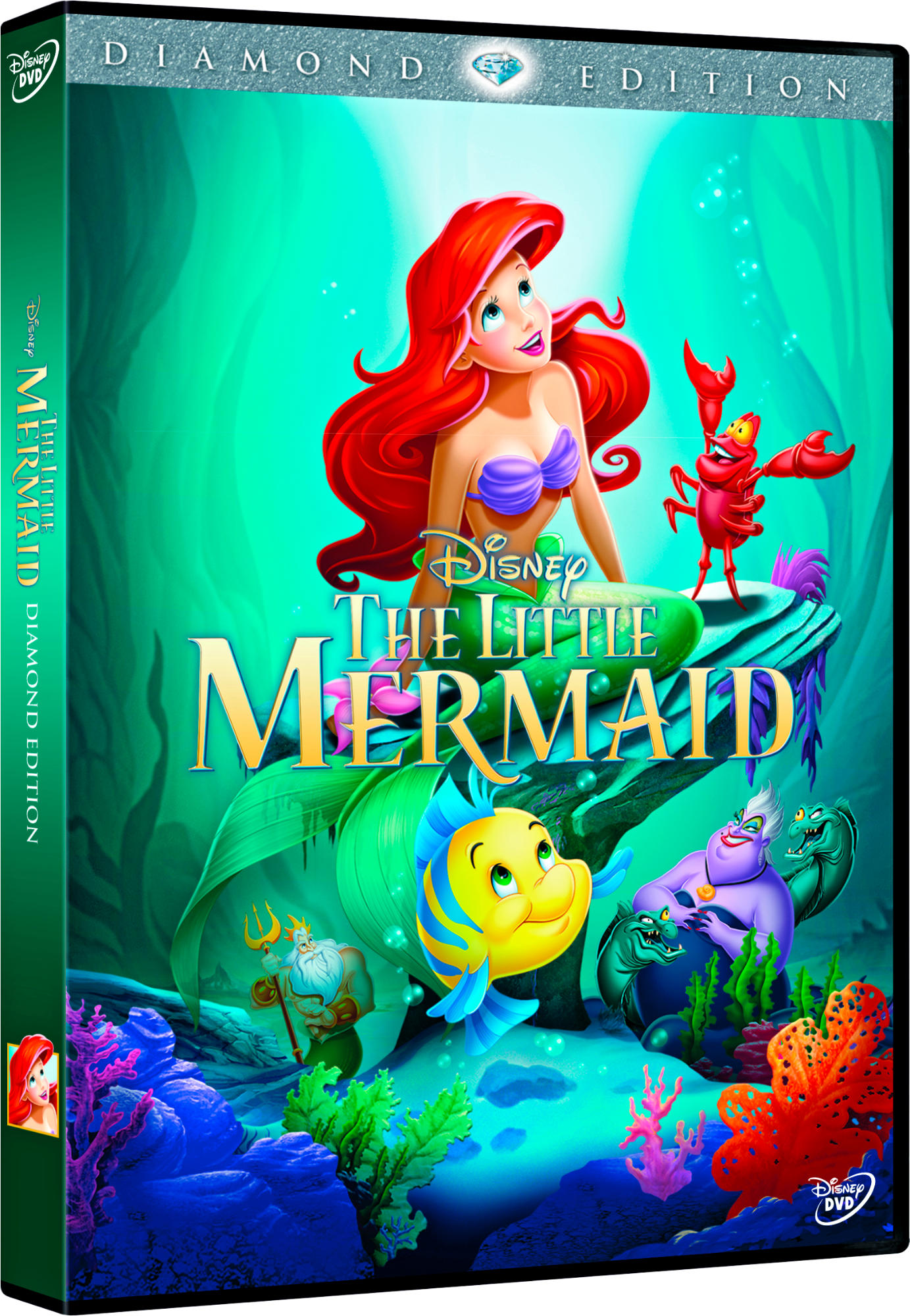 DVD-hoes van De Kleine Zeemeermin. Ariel en zeedieren, heldere kleuren.