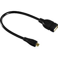 HAMA 173892 USB-2.0-Adapterkabel, OTG, Micro-B-Stecker - A-Buchse, 15 cm, Schwarz