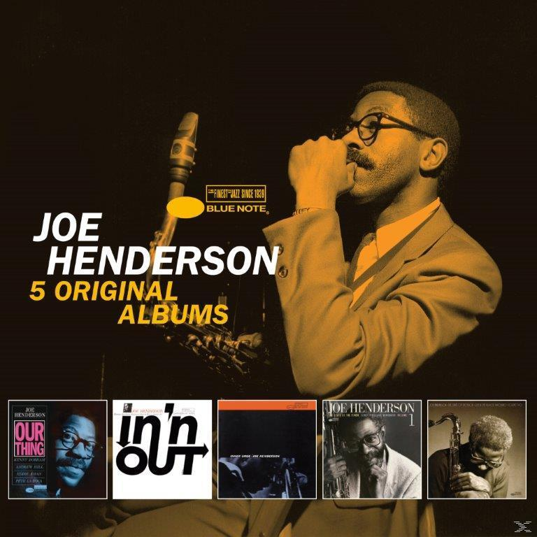 Albumcover mit Joe Hendersons Foto und einer Sammlung seiner Alben.