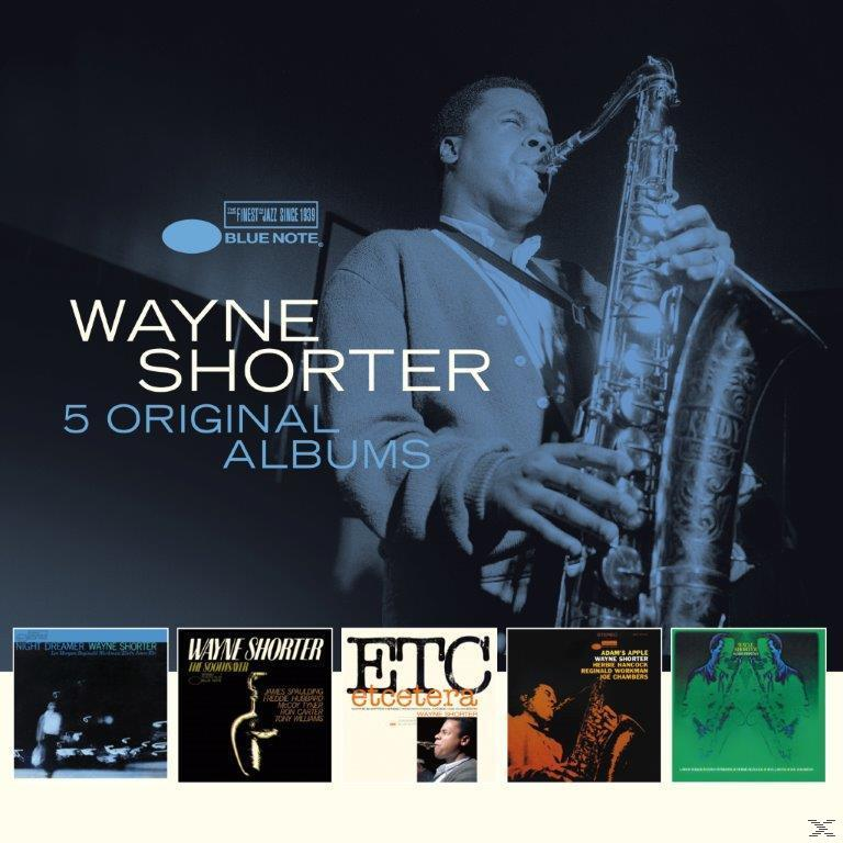 Albumcover mit einem Mann, der Saxophon spielt, mit mehreren anderen Albumcovern darunter.