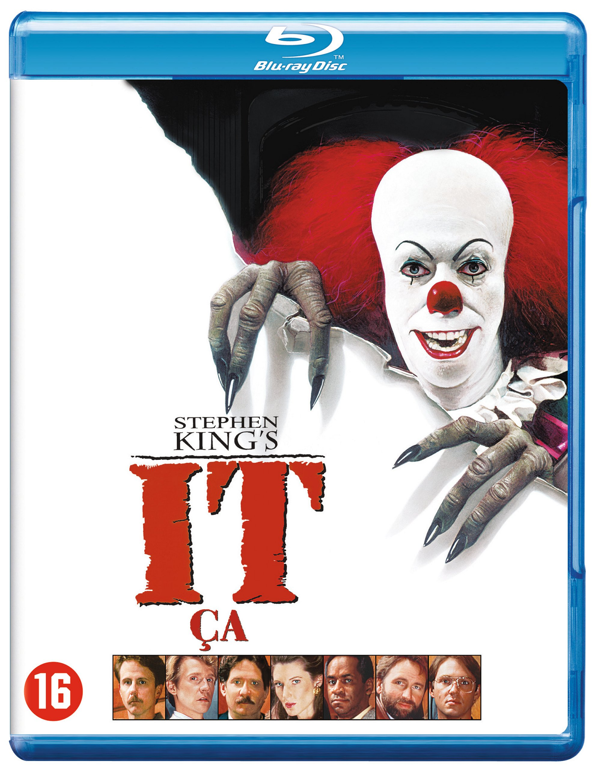 Pochette du DVD du film 'ÇA'. Présente un clown tendant les mains depuis un fond blanc.