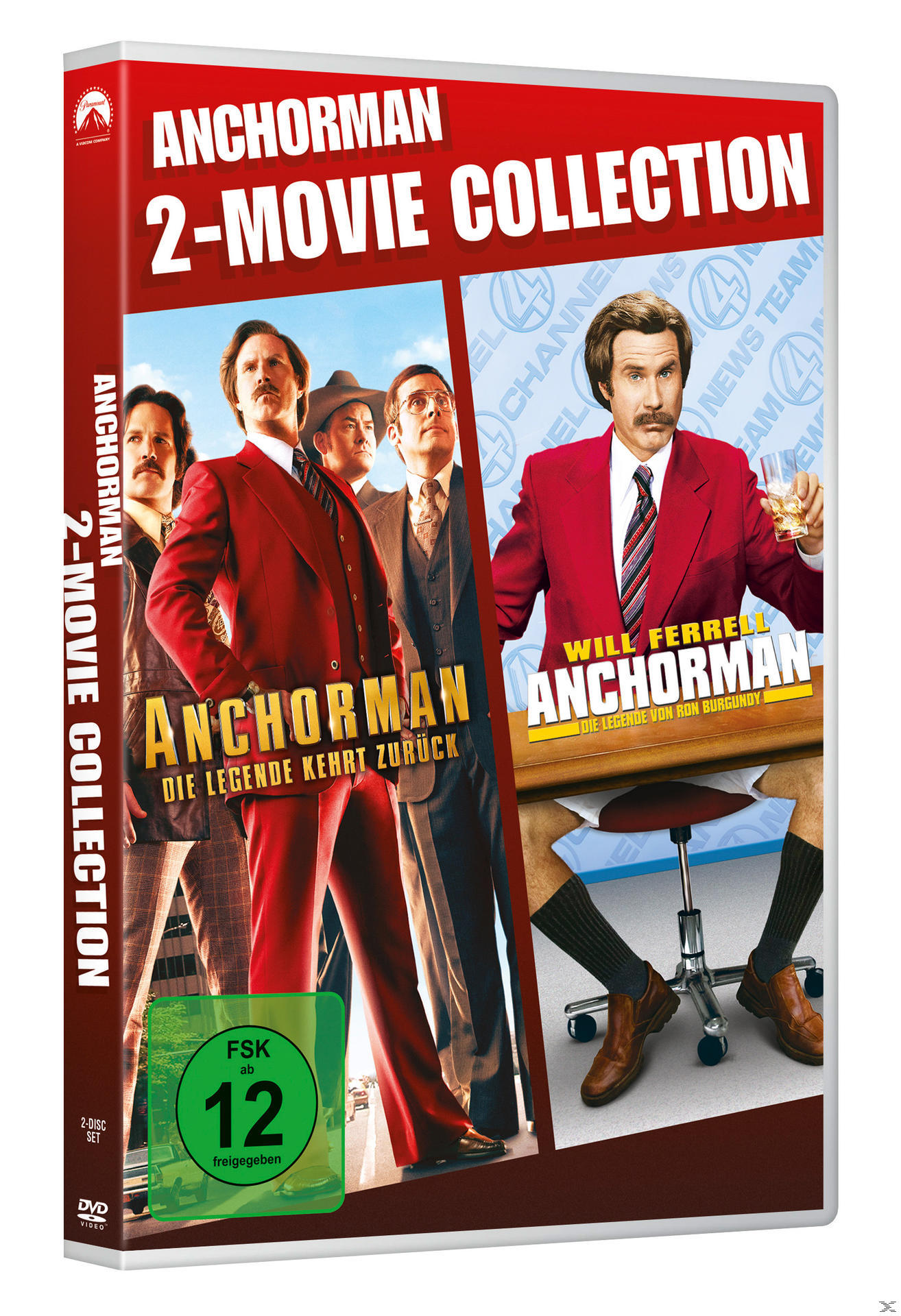 Anchorman 2-Movie Collection DVD. Zeigt die Besetzung und Will Ferrell.