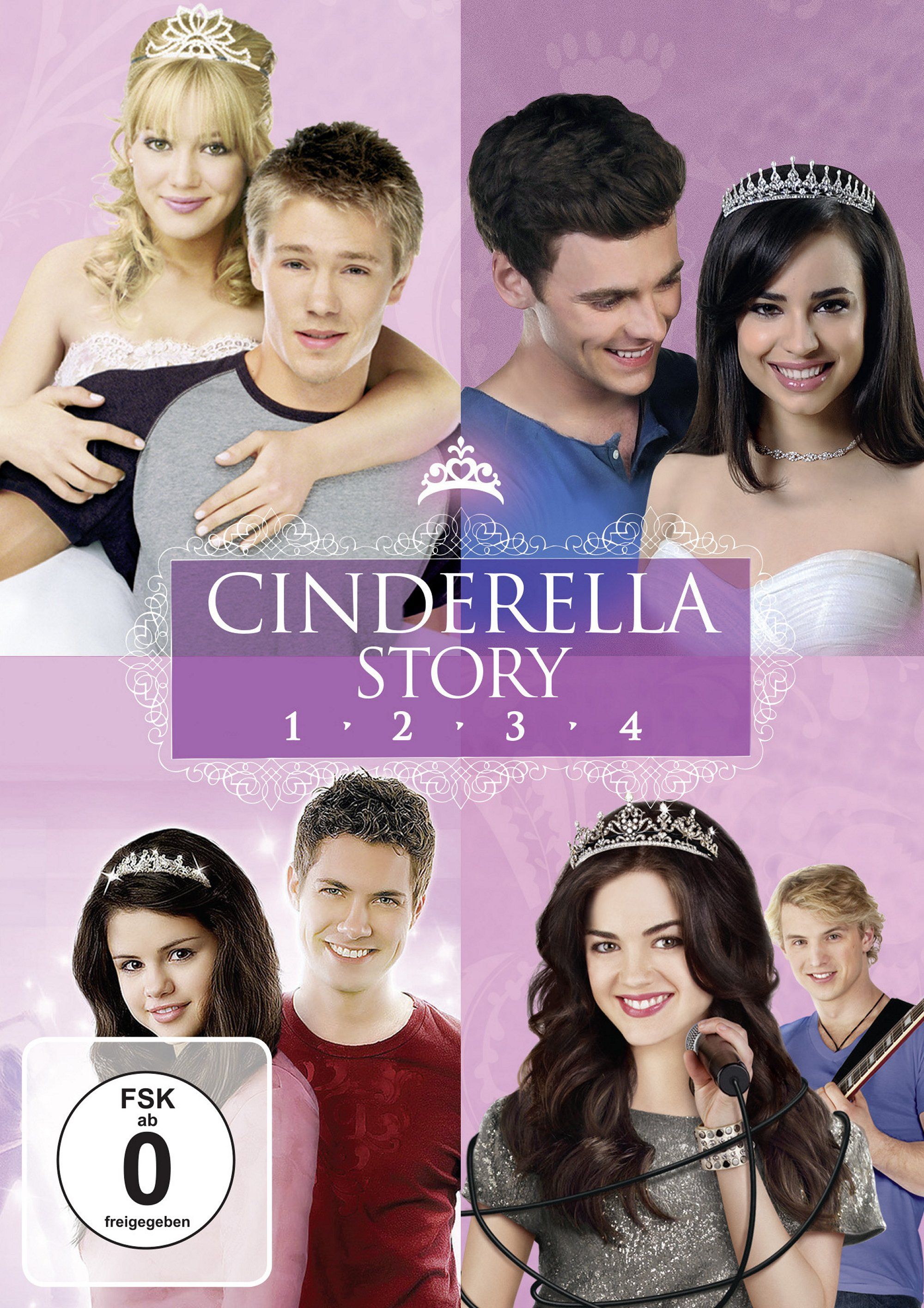 Cinderella Story Filmplakat mit vier verschiedenen Paaren. Enthält ein Bewertungssiegel.