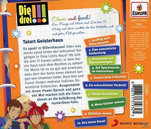 Rückseite eines Kinderbuchs mit Zeichentrickfiguren, Text und farbenfrohen Grafiken.