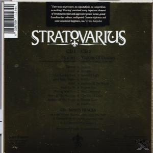 CD-Cover mit Text 'Stratovarius'. Enthält eine Titelliste und ein Zitat.