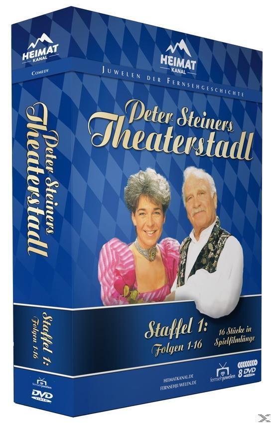 DVD-Box-Set mit zwei Personen. Text: 'Peter Steiners Theaterstadl' und 'Staffel 1'.