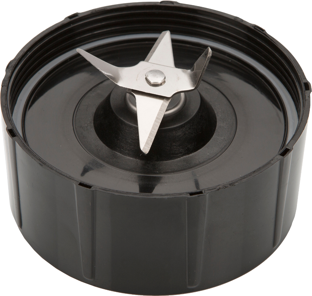 Black blender blade assembly. It has 3 blades and a black plastic base.
