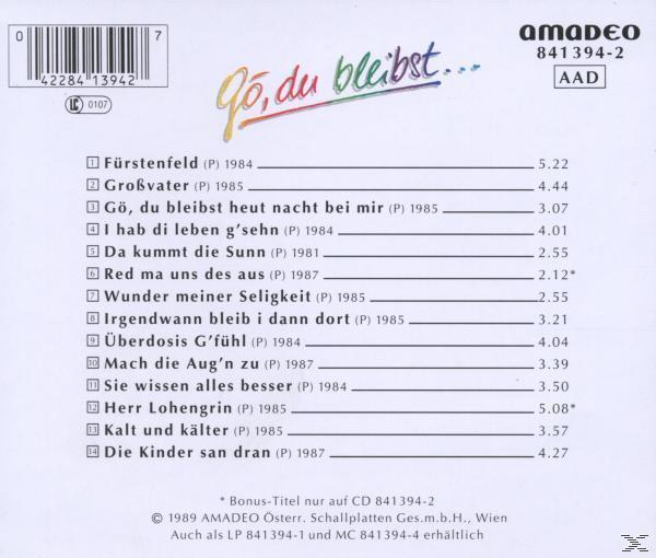 CD-Cover mit Trackliste auf Deutsch. Bunter Text und weißer Hintergrund.