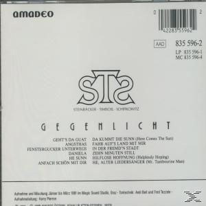 Album-Rückseite mit Titelliste. Schwarzer Text auf weißem Hintergrund. STS-Logo.