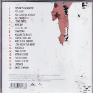 CD-Rückseite mit Titelliste. Weißer Hintergrund, zerrissener rotbrauner Fleck rechts. Titelliste.