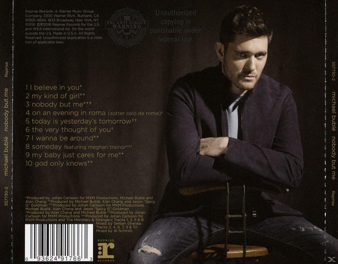 CD-Cover: Michael Bublé sitzt auf einem Stuhl. Die Rückseite listet Titel, Credits und Copyright-Informationen auf.