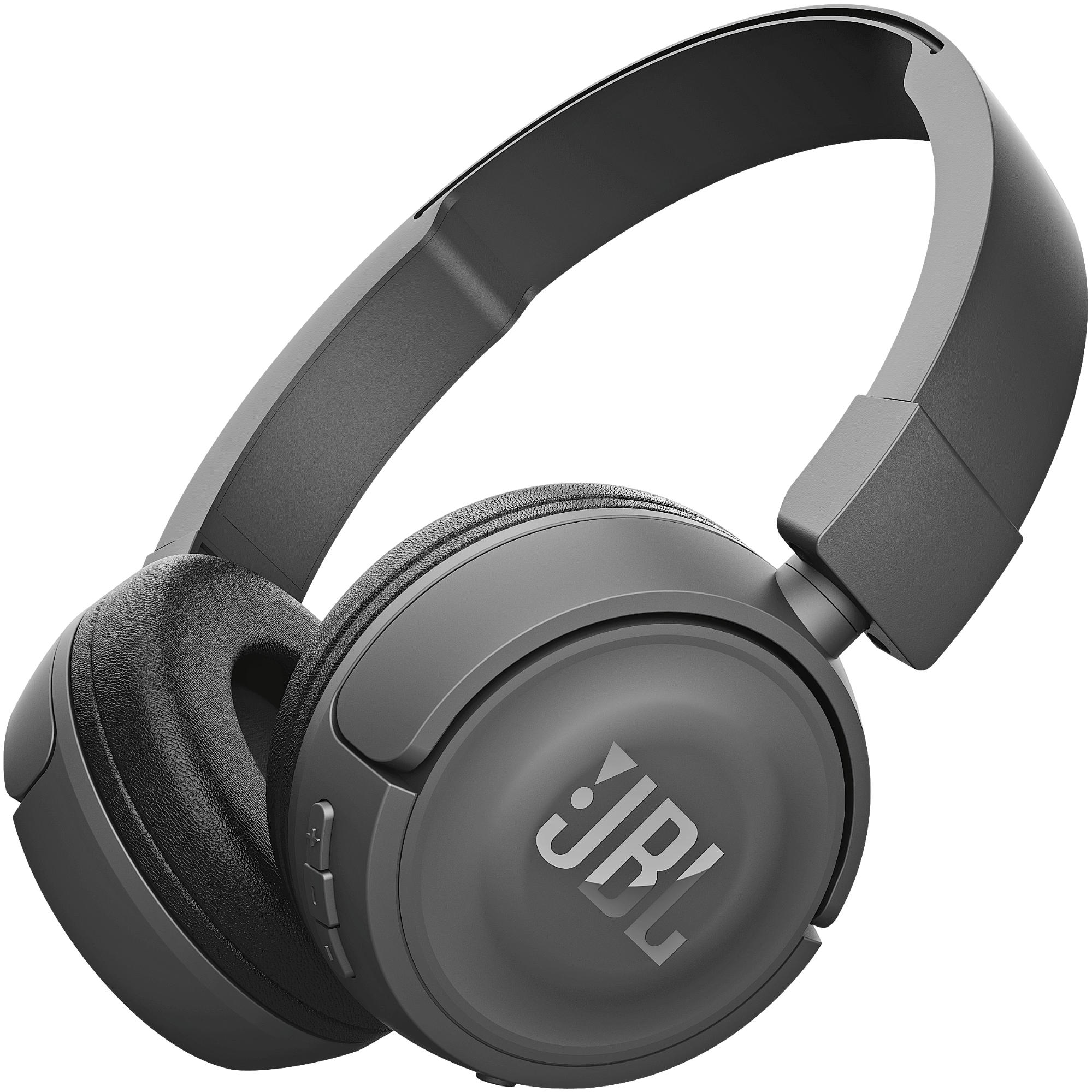 Kavisli kafa bandı ve kulaklık başlıkları olan gri JBL kulak üstü kulaklıklar. JBL logosu görünür.